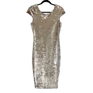 Renn Flip Reversible Sequin Gold Cocktail Dress Size M